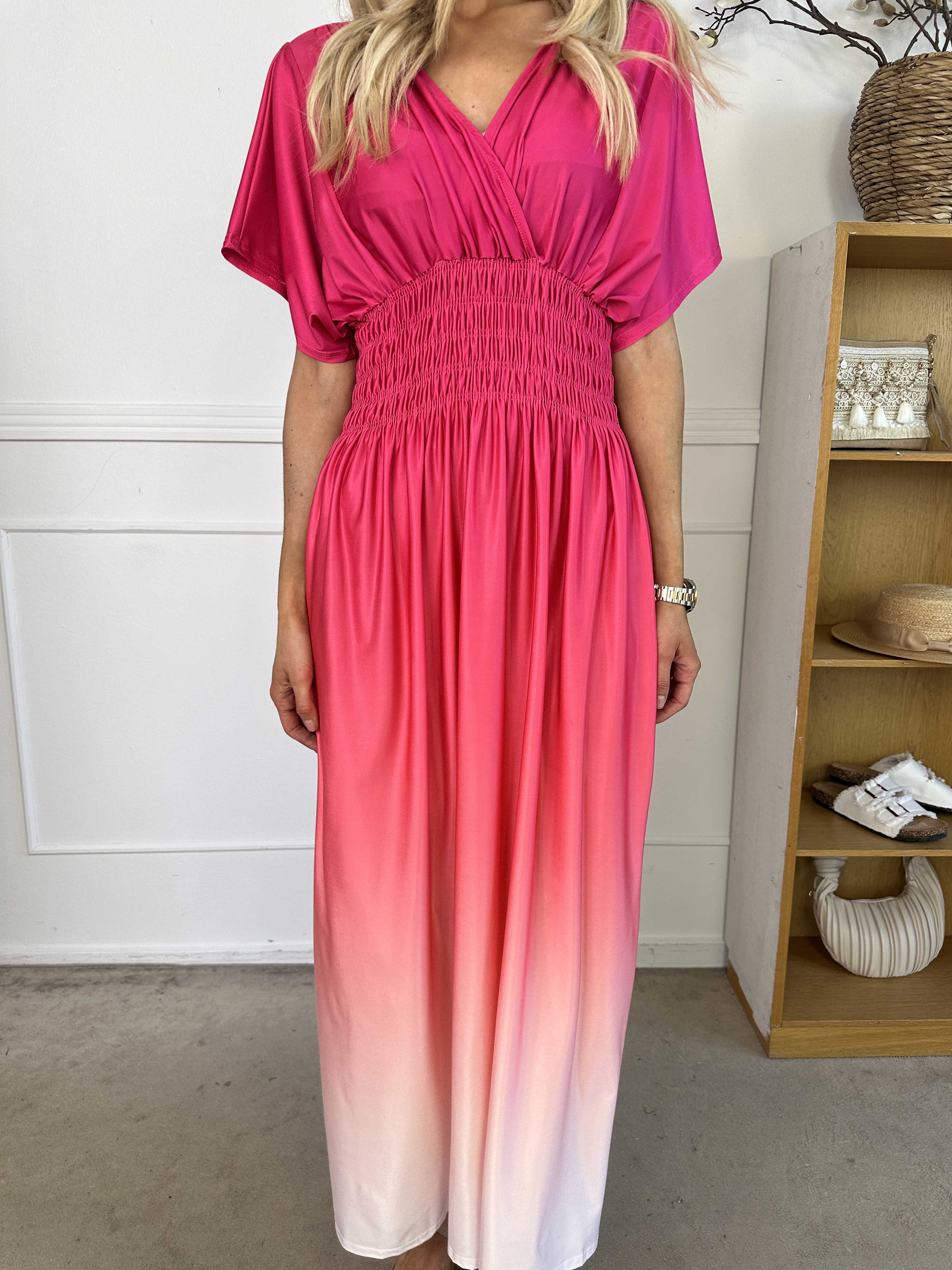 Pams Fade - Lang flerfarvet elastisk kjole